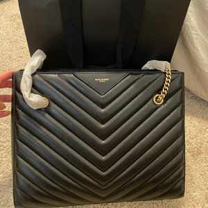 Saint Laurent Jumbo Tribeca Quilted Calfskin Leather Tote